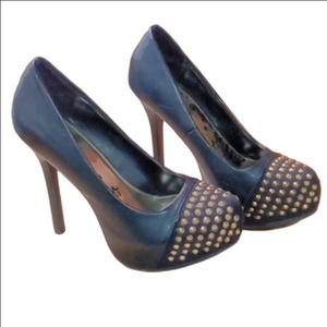 Brash Studded Black and Gold/ Brass Women's 5.5 Inch Heels